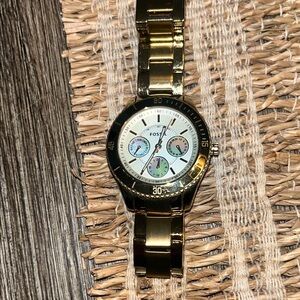 Fossil Gold Watch with White Face